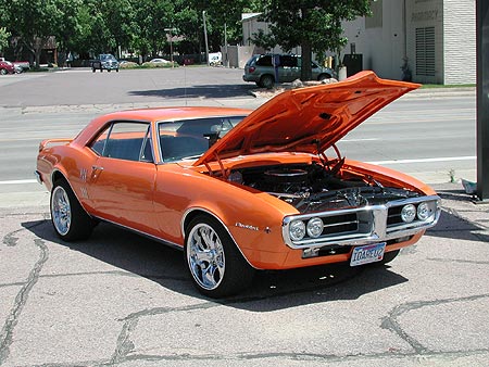 This sweet little Lamborghini orange 67 Firebird belongs to a nice young 